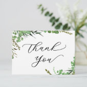 Elegant Greenery Abschluss Danke Karte (Stehend Vorderseite)