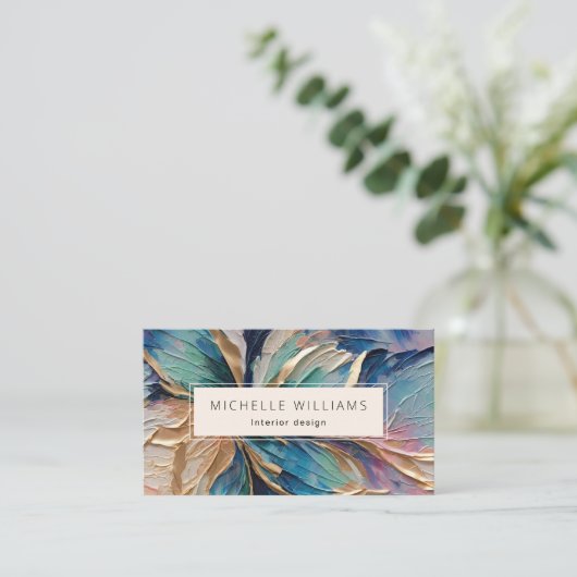 Elegant Greenery Abstrakt Leaf Visitenkarte (Stehend Vorderseite)