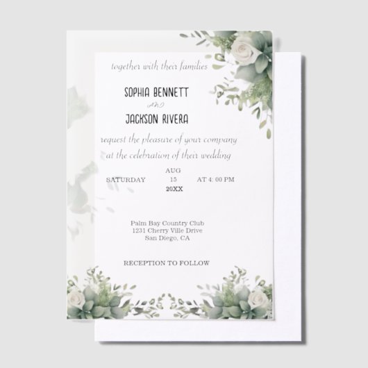 Elegant Greenery Acrylic Wedding Einladung (Versetzt)