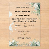 Elegant Greenery Acrylic Wedding Einladung (Vorderseite)