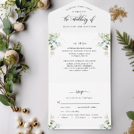 Elegant Greenery All in One Wedding Invite All In One Einladung