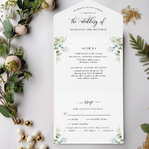 Elegant Greenery All in One Wedding Invite Einladung