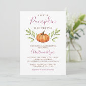 Elegant Greenery Autumn Pumpkin Baby Shower Einladung (Stehend Vorderseite)