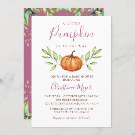 Elegant Greenery Autumn Pumpkin Baby Shower Einladung