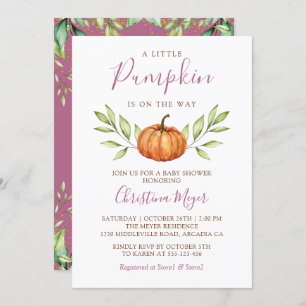 Elegant Greenery Autumn Pumpkin Baby Shower Einladung