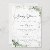 Elegant Greenery Baby Shower Einladung (Vorderseite)