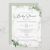 Elegant Greenery Baby Shower Einladung (Vorne/Hinten)