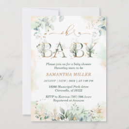Elegant Greenery Baby Shower Einladung