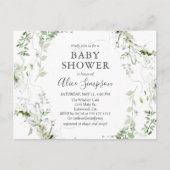 Elegant Greenery Baby Shower Einladungspostkarte (Vorderseite)