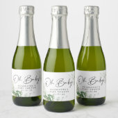 Elegant Greenery Baby Shower Mini Sparkling Wine L Schaumweinetikett (Flaschen)