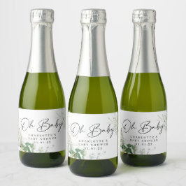 Elegant Greenery Baby Shower Mini Sparkling Wine L Schaumweinetikett
