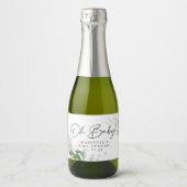Elegant Greenery Baby Shower Mini Sparkling Wine L Schaumweinetikett (Vorderseite)