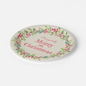 Elegant Greenery Berries Weihnachten Pappteller (Schrägansicht)