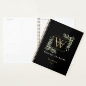 Elegant Greenery Black Gold Monogram 2023 Planer (Anzeige)