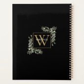 Elegant Greenery Black Gold Monogram 2023 Planer (Rückseite)