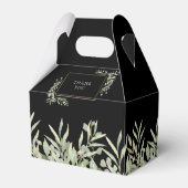 Elegant Greenery Black Gold Wedding Geschenkschachtel (Rückseite)