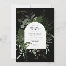Elegant Greenery Black Wedding Probe Dinner Einladung