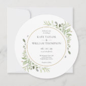 Elegant Greenery Blätter Foto Wedding Circular Einladung (Vorderseite)