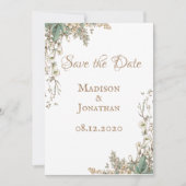 Elegant Greenery Bloral Script Wedding Save The Date (Vorderseite)