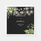 Elegant Greenery Bloral String Lights Wedding Serviette (Vorderseite)
