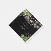 Elegant Greenery Bloral String Lights Wedding Serviette (Ecke)
