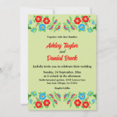 Elegant Greenery Blue Rote Rosen Blumenhochzeit Einladung (Vorderseite)