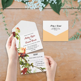 Elegant Greenery Boho Rose Summer Floral Wedding All In One Einladung