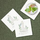 Elegant Greenery Boho Script Paper Napkin Serviette