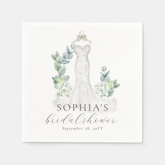 Elegant Greenery Boho Script Paper Napkin Serviette (Vorderseite)