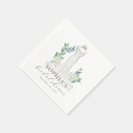 Elegant Greenery Boho Script Paper Napkin Serviette (Ecke)