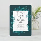 Elegant Greenery Border Wedding Einladung (Stehend Vorderseite)