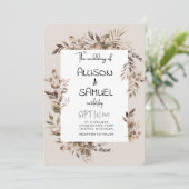 Elegant Greenery Border Wedding Einladung (Stehend Vorderseite)