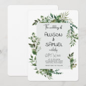 Elegant Greenery Border Wedding Einladung (Vorne/Hinten)