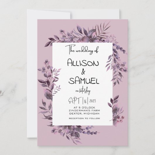 Elegant Greenery Border Wedding  Einladung (Vorderseite)