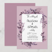 Elegant Greenery Border Wedding  Einladung (Vorne/Hinten)