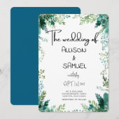 Elegant Greenery Border Wedding Einladung (Vorne/Hinten)