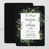 Elegant Greenery Border Wedding Einladung (Vorne/Hinten)