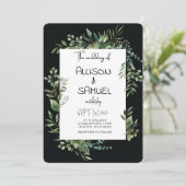 Elegant Greenery Border Wedding Einladung (Stehend Vorderseite)
