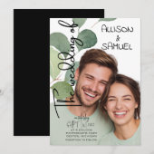 Elegant Greenery Border Wedding  Einladung (Vorne/Hinten)