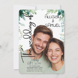 Elegant Greenery Border Wedding Einladung