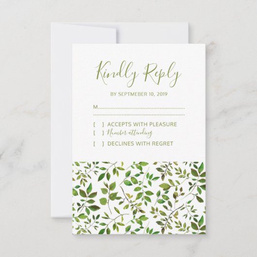 Elegant Greenery Botanical Foliage Wedding RSVP (Vorderseite)
