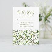 Elegant Greenery Botanical Foliage Wedding RSVP (Stehend Vorderseite)