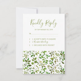 Elegant Greenery Botanical Foliage Wedding RSVP Karte