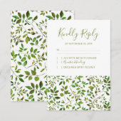 Elegant Greenery Botanical Foliage Wedding RSVP Karte (Vorne/Hinten)