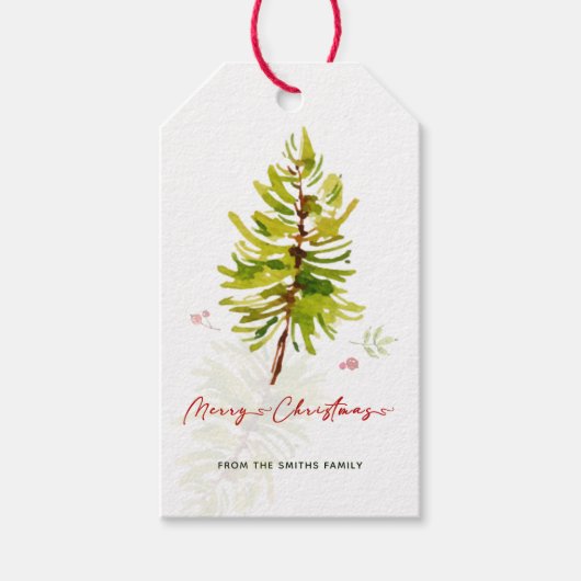 Elegant Greenery Botanical Frohe Weihnachten Geschenkanhänger (Vorderseite)