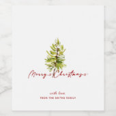 Elegant Greenery Botanical Frohe Weihnachten Weinetikett (Einzelnes Label)