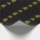 Elegant Greenery Botanical Merry Christmas Black Geschenkpapier (Ecke)