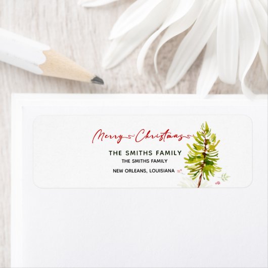 Elegant Greenery Botanical Merry Weihnachtsadresse (Insitu)