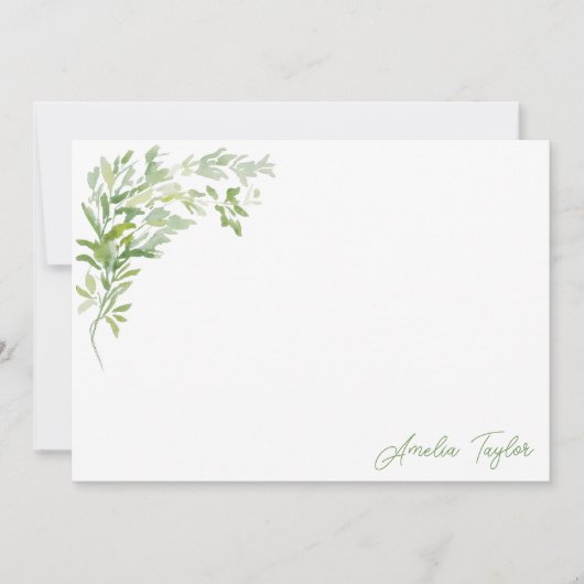 Elegant Greenery Botanical Personalized Stationery Mitteilungskarte (Vorderseite)