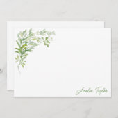 Elegant Greenery Botanical Personalized Stationery Mitteilungskarte (Vorne/Hinten)